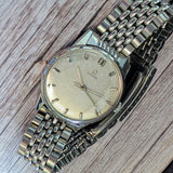 Vintage Omega Mechanical Watch 34mm Striped Dial Stainless Steel Wristwatch