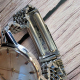 Vintage Omega Mechanical Watch 34mm Striped Dial Stainless Steel Wristwatch