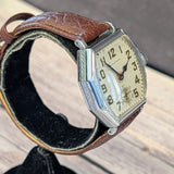 Waltham Art Deco Men’s Manual Wind Watch Engraved Silver-Tone Tonneau 21 Jewels