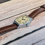 Waltham Art Deco Men’s Manual Wind Watch Engraved Silver-Tone Tonneau 21 Jewels