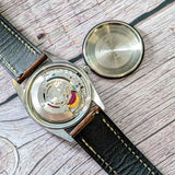 1966 Rolex Datejust 36 Watch 1603 Silver Dial Engine-Turned Bezel Wristwatch