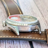 1966 Rolex Datejust 36 Watch 1603 Silver Dial Engine-Turned Bezel Wristwatch