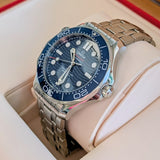 Omega Seamaster Professional Diver 300M Watch 42mm Blue Dial & Bezel ALL S.S. - Full Set