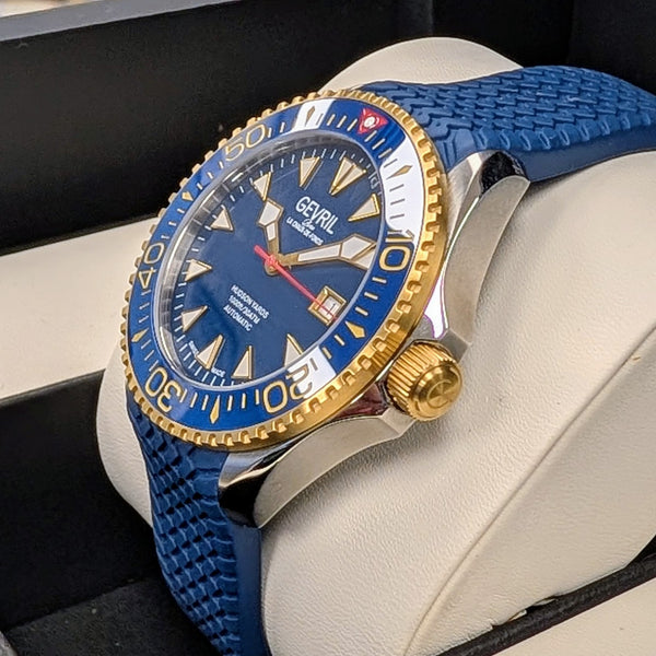 Gevil Gevril Hudson Yards Automatic Watch 48803R 43mm Blue Dial 2-Tone S.S ...