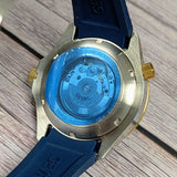 Gevril Hudson Yards Automatic Watch 48803R 43mm Blue Dial 2-Tone S.S. & Rubber Strap - ALL Original 2-Box & Papers