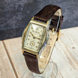 Side view of Bulova 1934 Lone Eagle watch crown and lugs