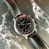 Baume & Mercier Capeland Watch 65687 Auto Chrono Black Dial 42mm SS Wristwatch – Original Strap