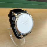 Movado Museum Automatic Watch 84F41891 42mm White Dial Wristwatch 2-Box & Papers