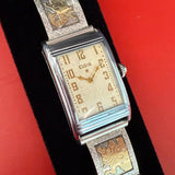 Elgin Art Deco Tank Watch 1930s Vintage Tank Dial Aztec Revival Bracelet
