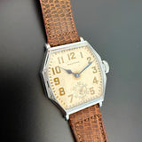 Waltham Art Deco Men’s Manual Wind Watch Engraved Silver-Tone Tonneau 21 Jewels