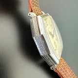 Waltham Art Deco Men’s Manual Wind Watch Engraved Silver-Tone Tonneau 21 Jewels