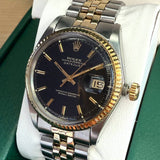 1966 Rolex Datejust 1601 36mm Black Dial Two-Tone Case and Bracelet