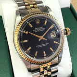 1966 Rolex Datejust 1601 36mm Black Dial Two-Tone Case and Bracelet