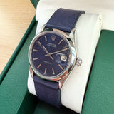 1969 Rolex Oysterdate Precision Watch 6694 Blue Dial 34mm Stainless Steel