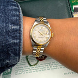 1996 Rolex Lady-Datejust Watch 69173 26mm Ivory Pyramide Roman Dial - Full Set