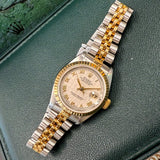 1996 Rolex Lady-Datejust Watch 69173 26mm Ivory Pyramide Roman Dial - Full Set