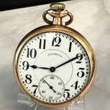 1917 ILLINOIS Pocket Watch 16s 19 Jewels Grade 306 ADJ Openface 10K GF