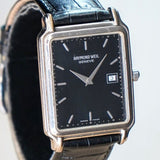 Raymond Weil Geneve Watch Ref. 5572 Date Tank S.S. Wristwatch w/ Original Strap