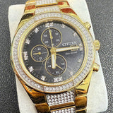 CITIZEN Eco-Dive Crystal Collection Watch CA0752-58L Date Indicator Black Dial ALL Gold S.S. - All Original Box & Papers