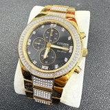 CITIZEN Eco-Dive Crystal Collection Watch CA0752-58L Date Indicator Black Dial ALL Gold S.S. - All Original Box & Papers