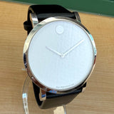 Movado Museum Automatic Watch 84F41891 42mm White Dial Wristwatch 2-Box & Papers
