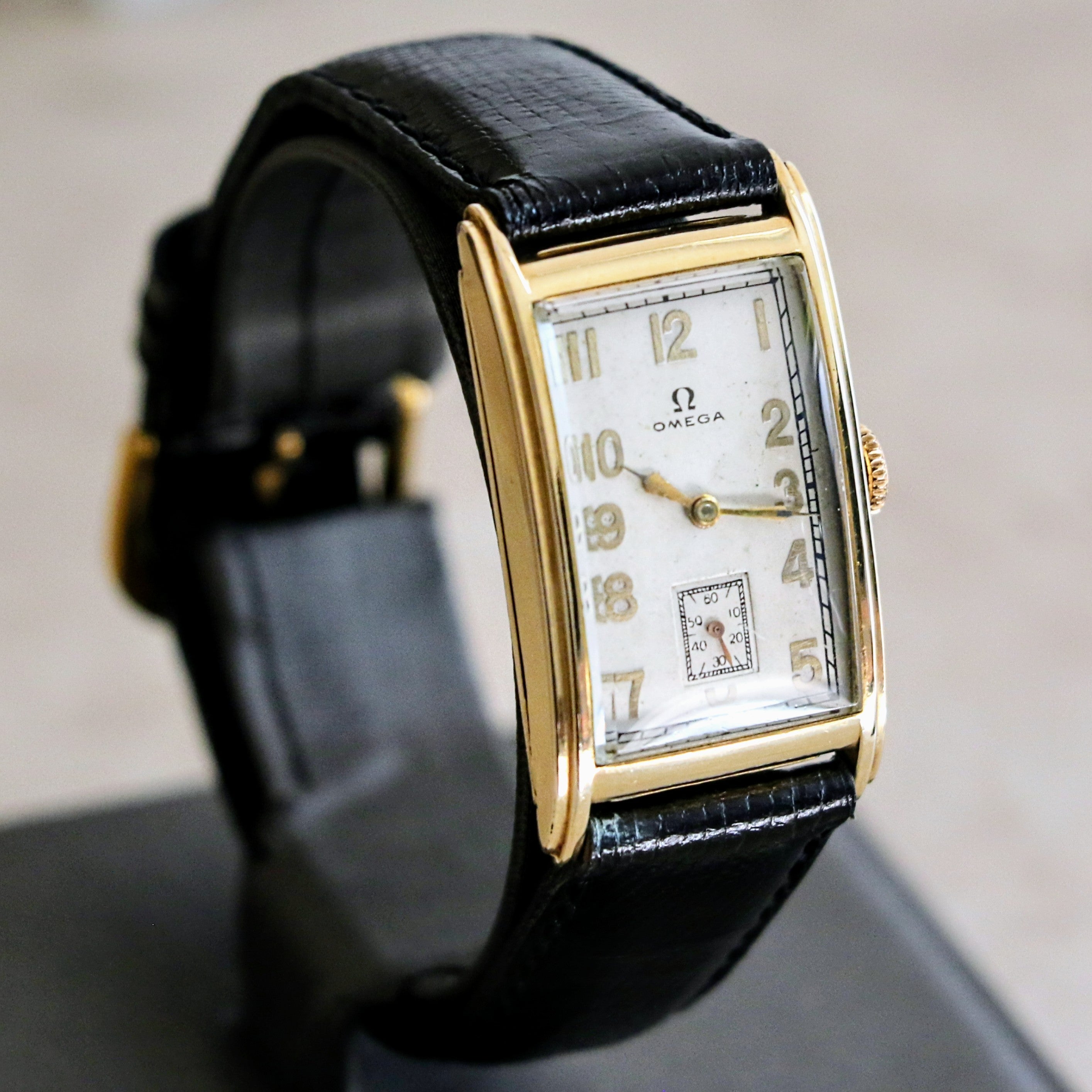 1934 OMEGA Jumbo Tank Watch T 17 14K Gold Filled Wristwatch