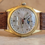 ITRACO Triple Calendar Watch Automatic 18K GOLD Moon Phase Wristwatch