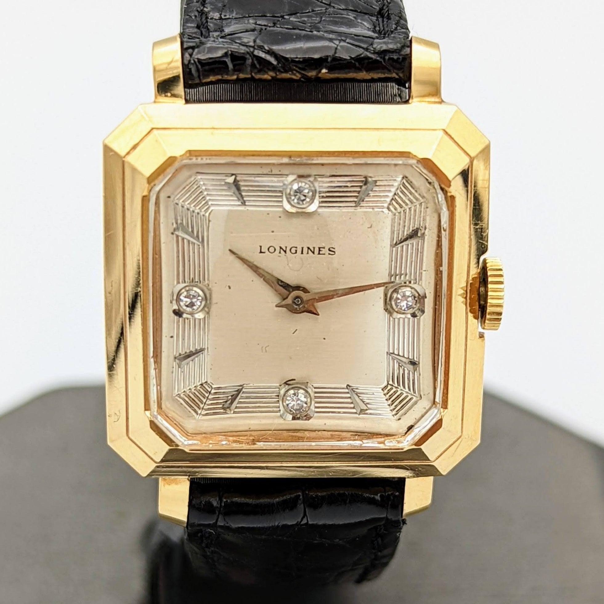 LONGINES President Garfield Watch Diamond Dial 14K GOLD Cal. 23Z