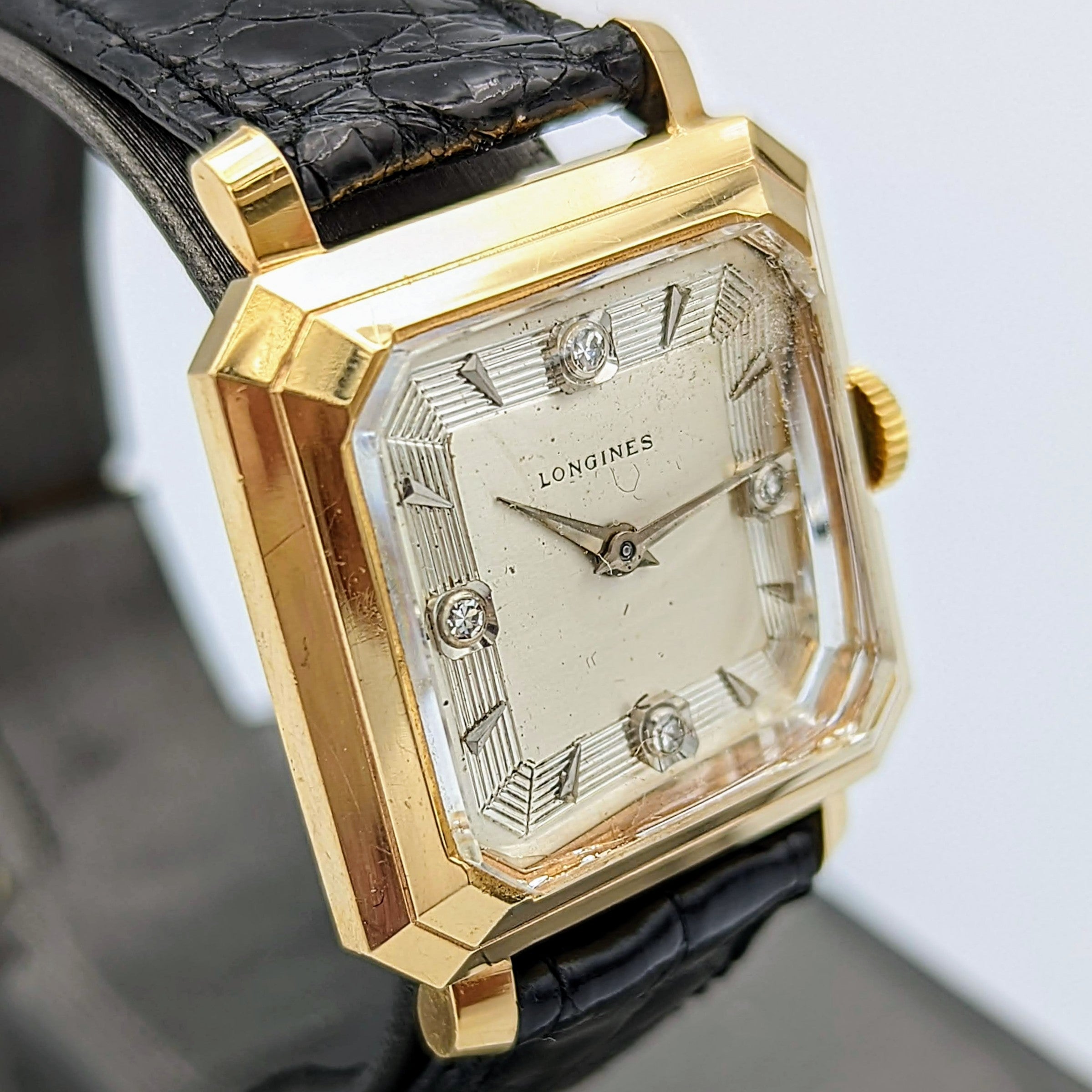 LONGINES President Garfield Watch Diamond Dial 14K GOLD Cal. 23Z