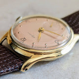 1940s ALPINA Watch 14K GOLD Vintage Wristwatch - Rose Gold Dial - Original BOX!