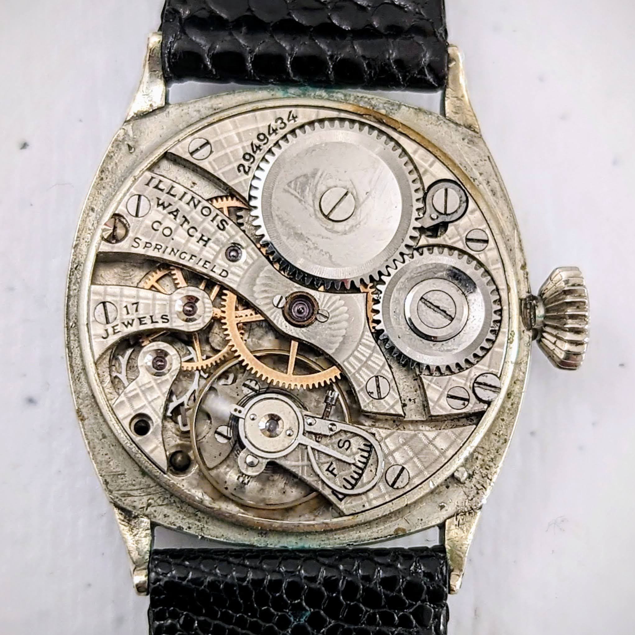 Vintage 1916 ILLINOIS Cushion Case Watch Movement grade 24 Manual