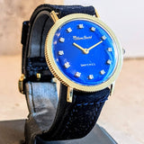 LUCIEN PICCARD Davinci Watch Blue Dial 14K GOLD Mechanical Wristwatch