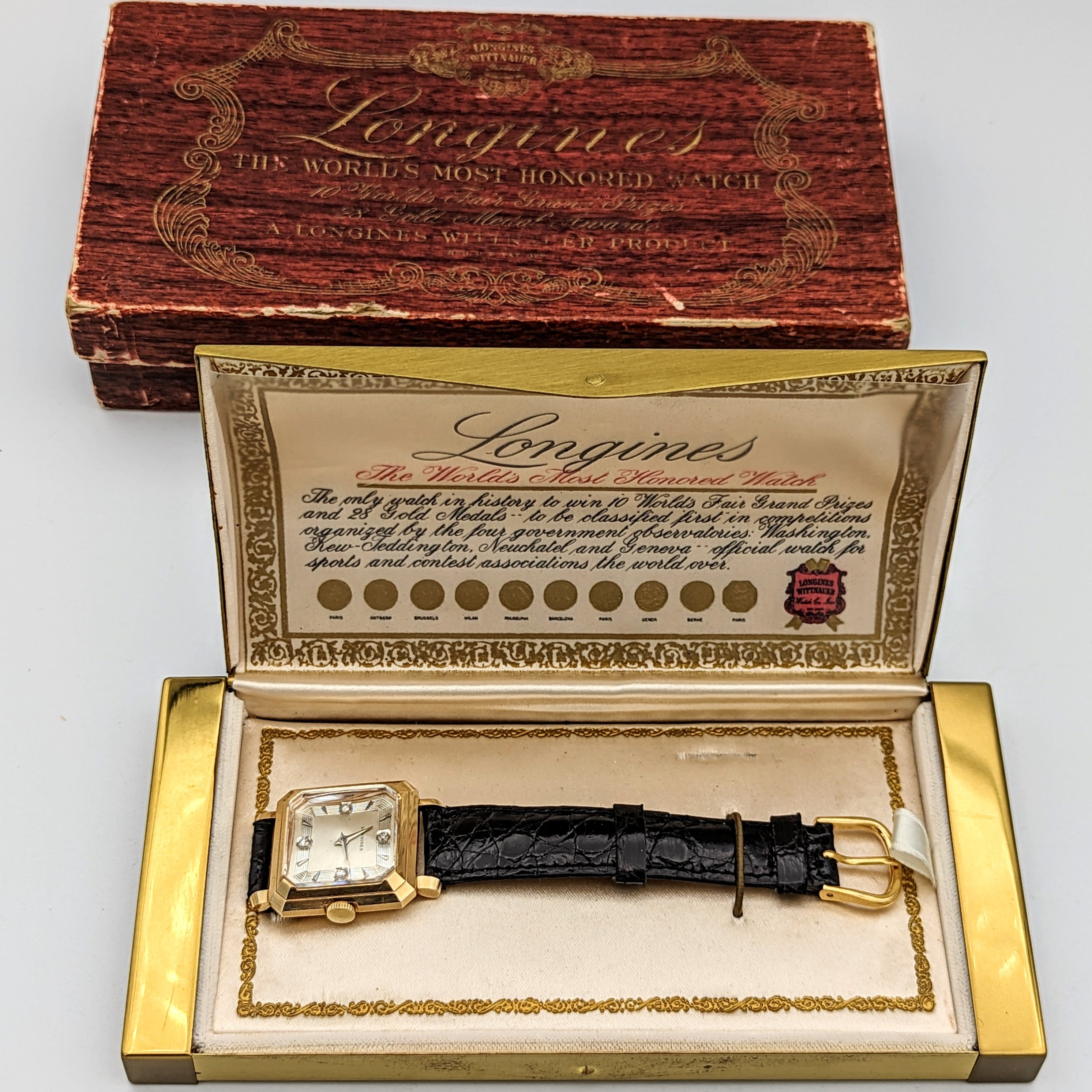 LONGINES President Garfield Watch Diamond Dial 14K GOLD Cal. 23Z