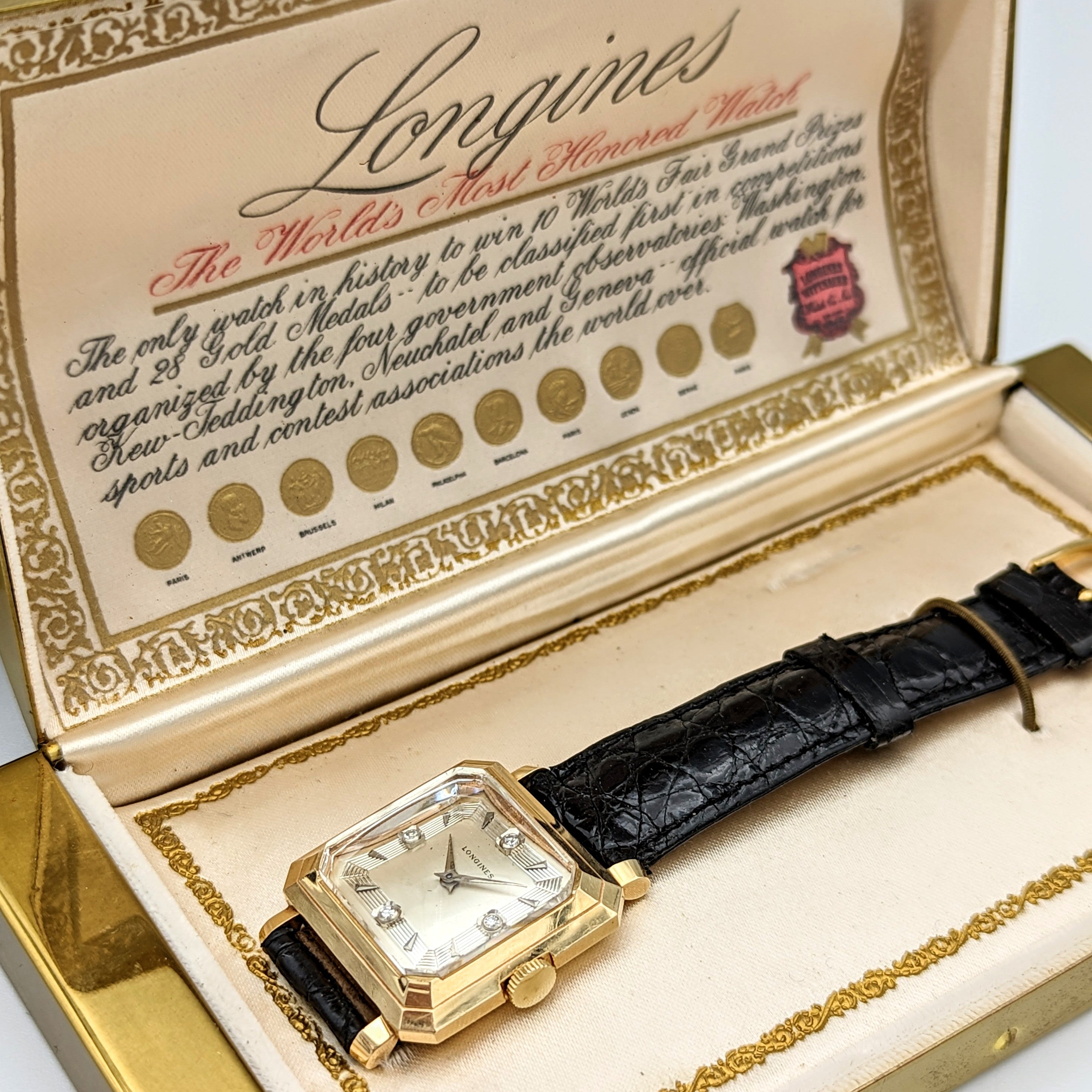 LONGINES President Garfield Watch Diamond Dial 14K GOLD Cal. 23Z