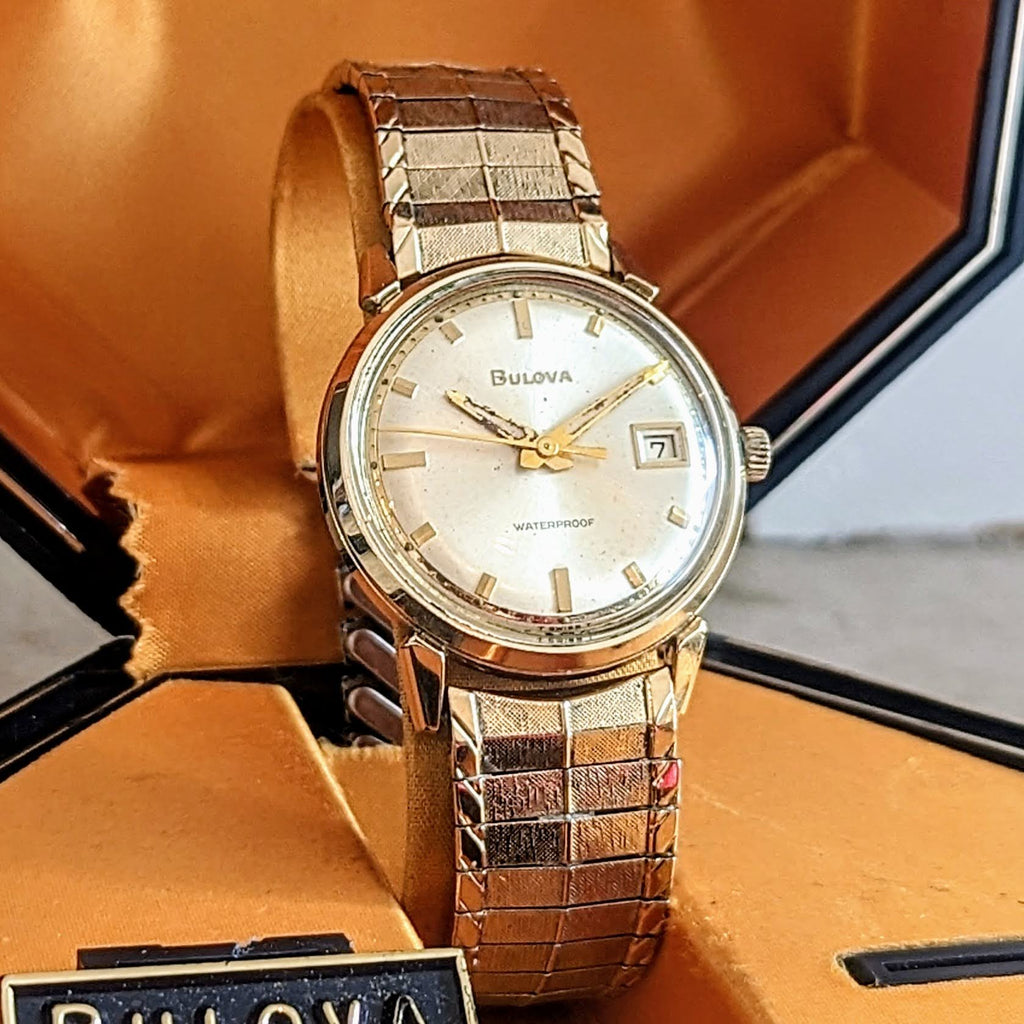 BULOVA 1968 President “B” Watch Date Indicator 10K GF Wristwatch - In ...