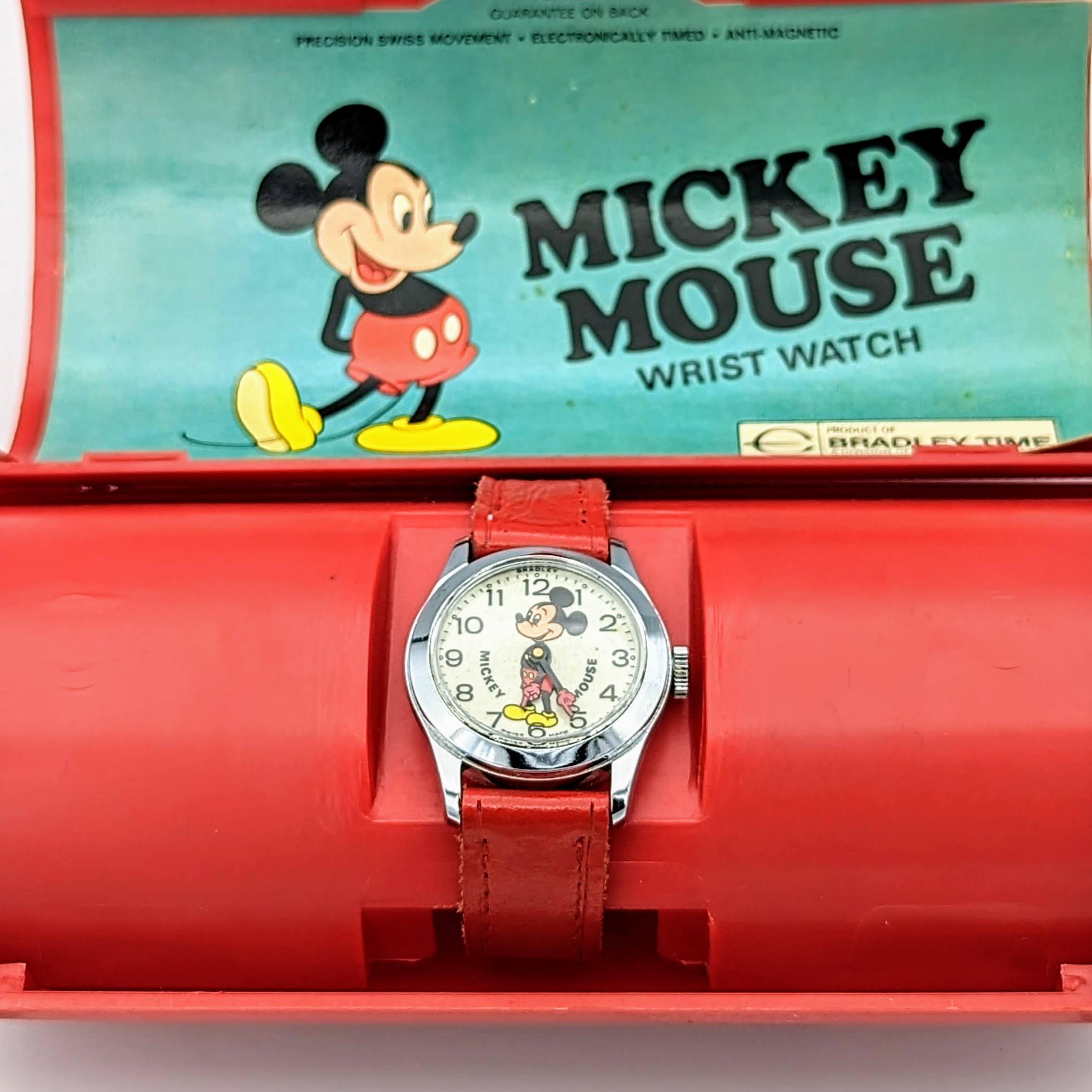 1975 MICKEY MOUSE Wristwatch by BRADLEY TIME Walt Disney Productions Swiss Made Watch