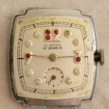 1940's CLINTON Watch "Ruby & Diamond Dial" 17 Jewels Swiss