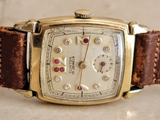 1940's CLINTON Watch "Ruby & Diamond Dial" 17 Jewels Swiss