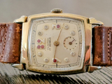 1940's CLINTON Watch "Ruby & Diamond Dial" 17 Jewels Swiss