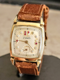 1940's CLINTON Watch "Ruby & Diamond Dial" 17 Jewels Swiss