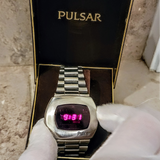 1973 PULSAR P2 Astronaut Wristwatch LED Digital Watch - All S. Steel - In BOX!