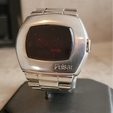 1973 PULSAR P2 Astronaut Wristwatch LED Digital Watch - All S. Steel - In BOX!