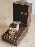 1973 PULSAR P2 Astronaut Wristwatch LED Digital Watch - All S. Steel - In BOX!