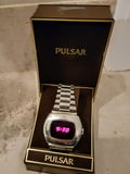 1973 PULSAR P2 Astronaut Wristwatch LED Digital Watch - All S. Steel - In BOX!