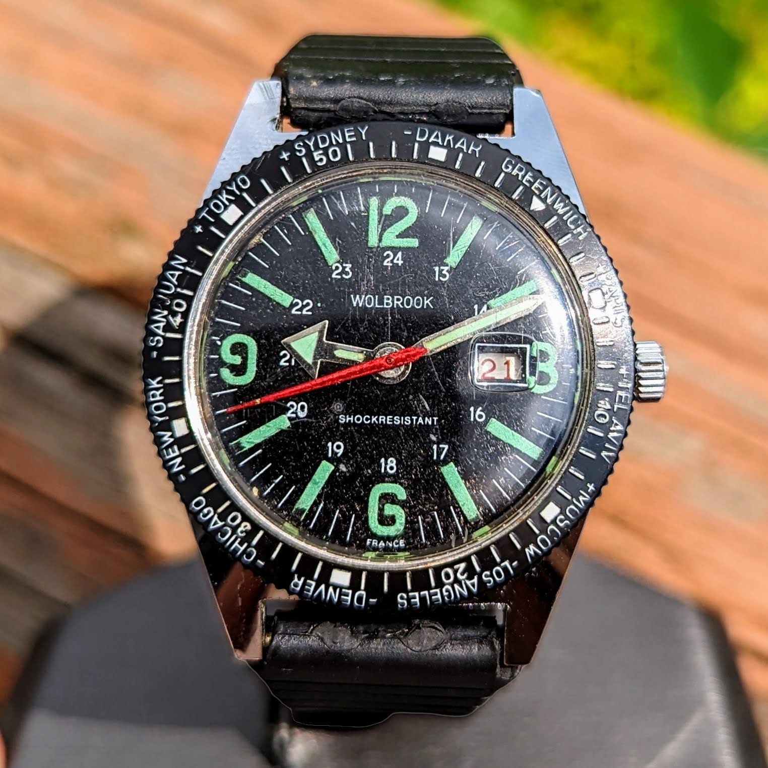 1960's WOLBROOK The Skindriver Worldtimer Watch France Made