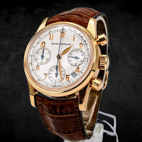 GIRARD-PERREGAUX Ref 4930 Chronograph Automatic Watch 18K Rose GOLD Wr ...